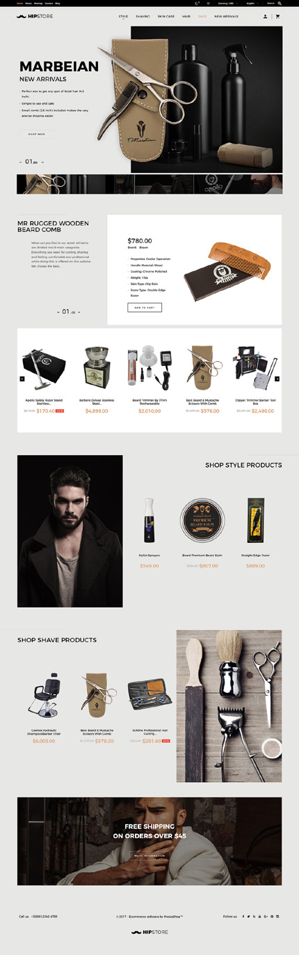 PrestaShop Main Page Screenshot