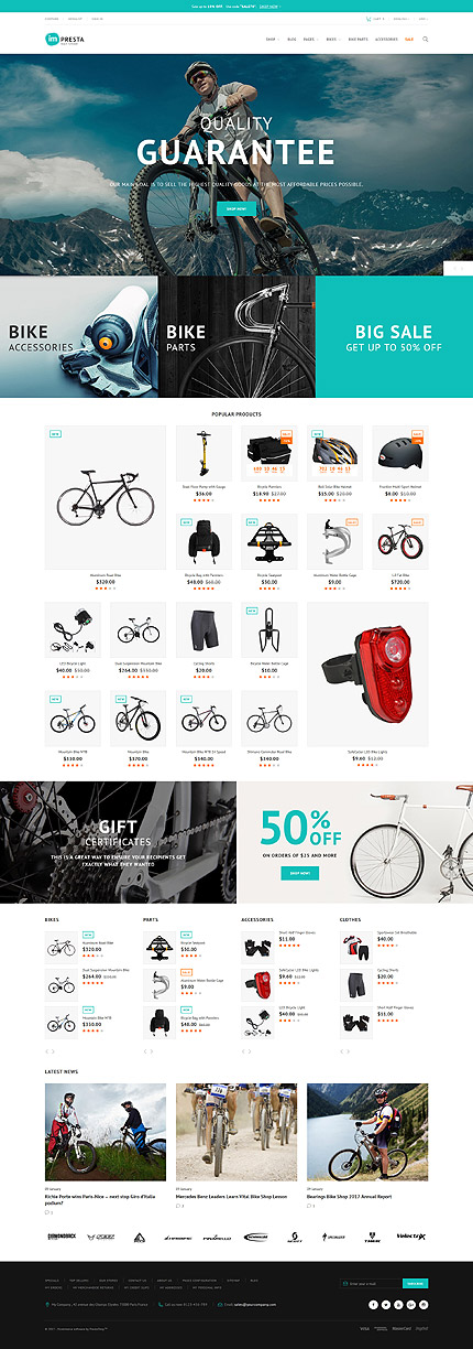 PrestaShop Main Page Screenshot