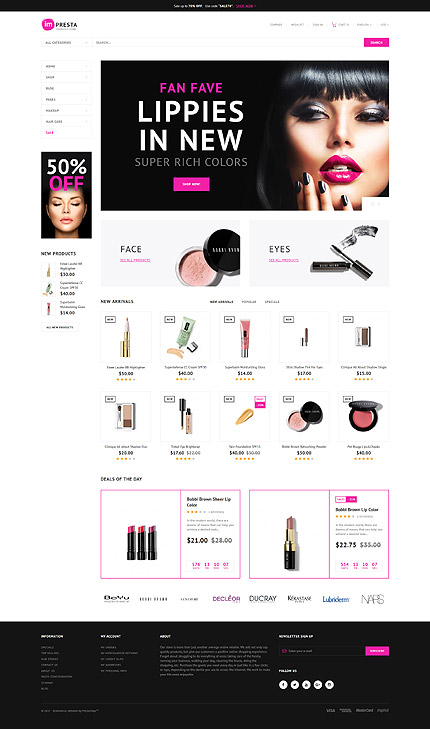 PrestaShop Main Page Screenshot