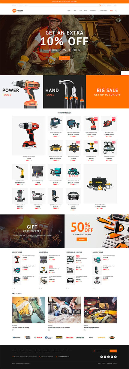 PrestaShop Main Page Screenshot