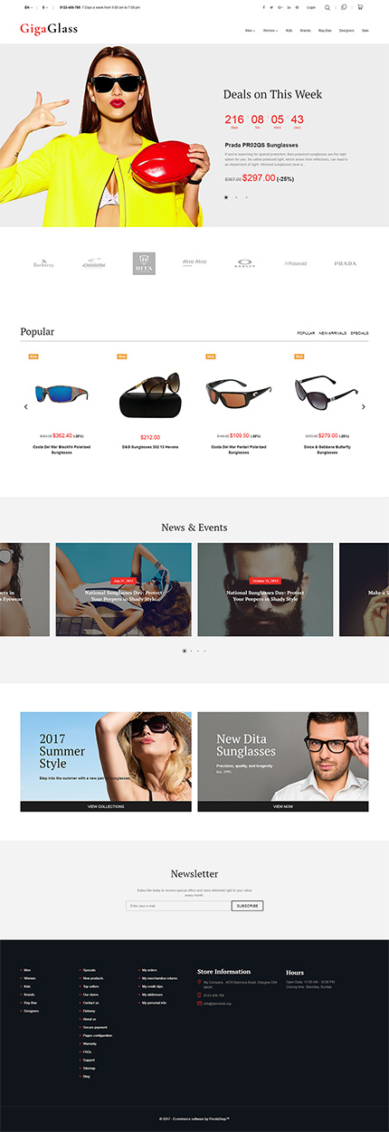 PrestaShop Main Page Screenshot