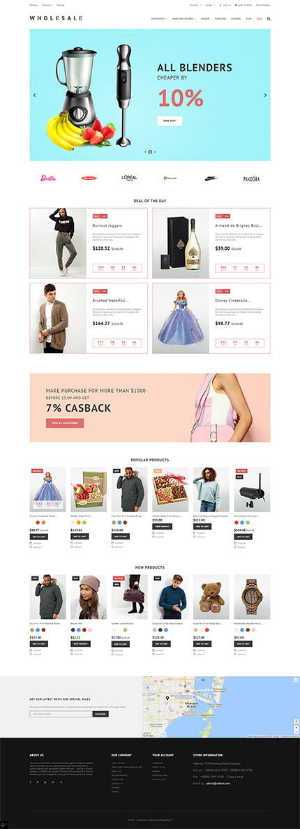 PrestaShop Main Page Screenshot