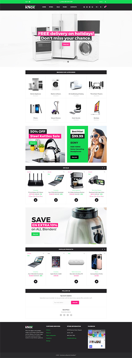 PrestaShop Main Page Screenshot