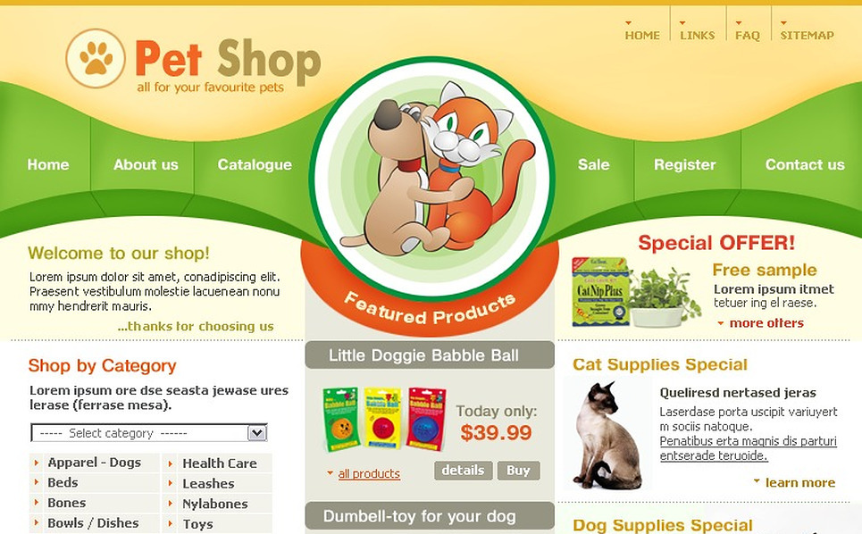 Pet Shop site Template 8231
