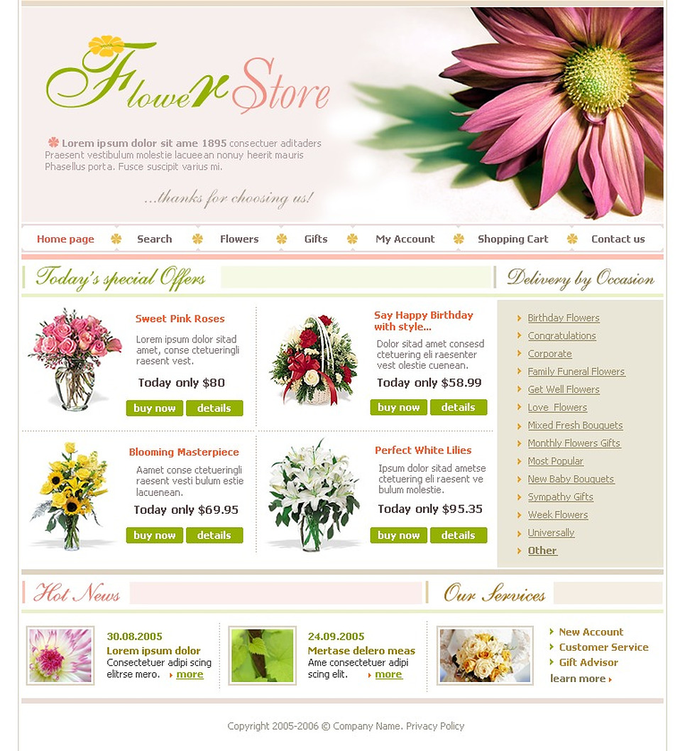 Flower Shop Website Template Web Design Templates Website Templates Download Flower Shop Flower Website Templates