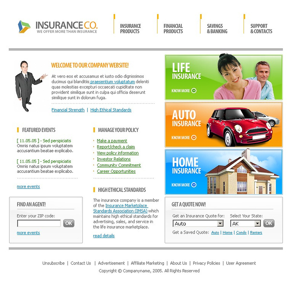 Insurance Website Template - Web Design Templates