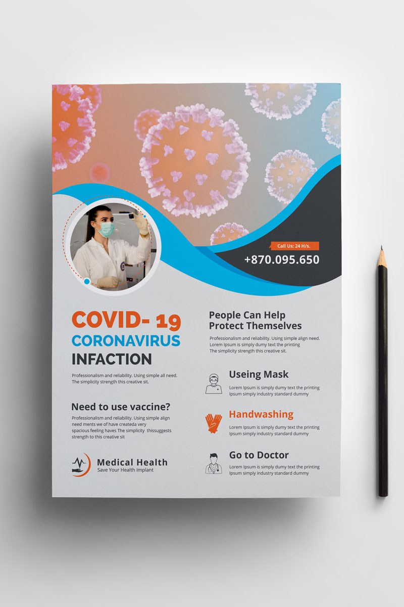 Medical Health Coronavirus Creative Flyer Design Template