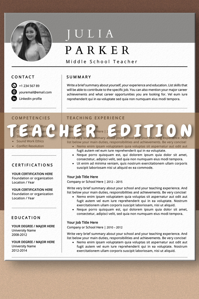 Julia Parker Ms Word Teacher Resume Template