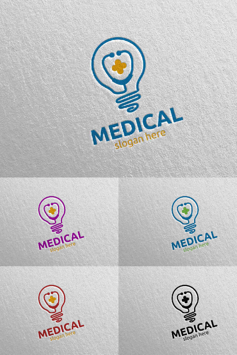 Bulb Cross Medical Hospital Design 110 Logo Template