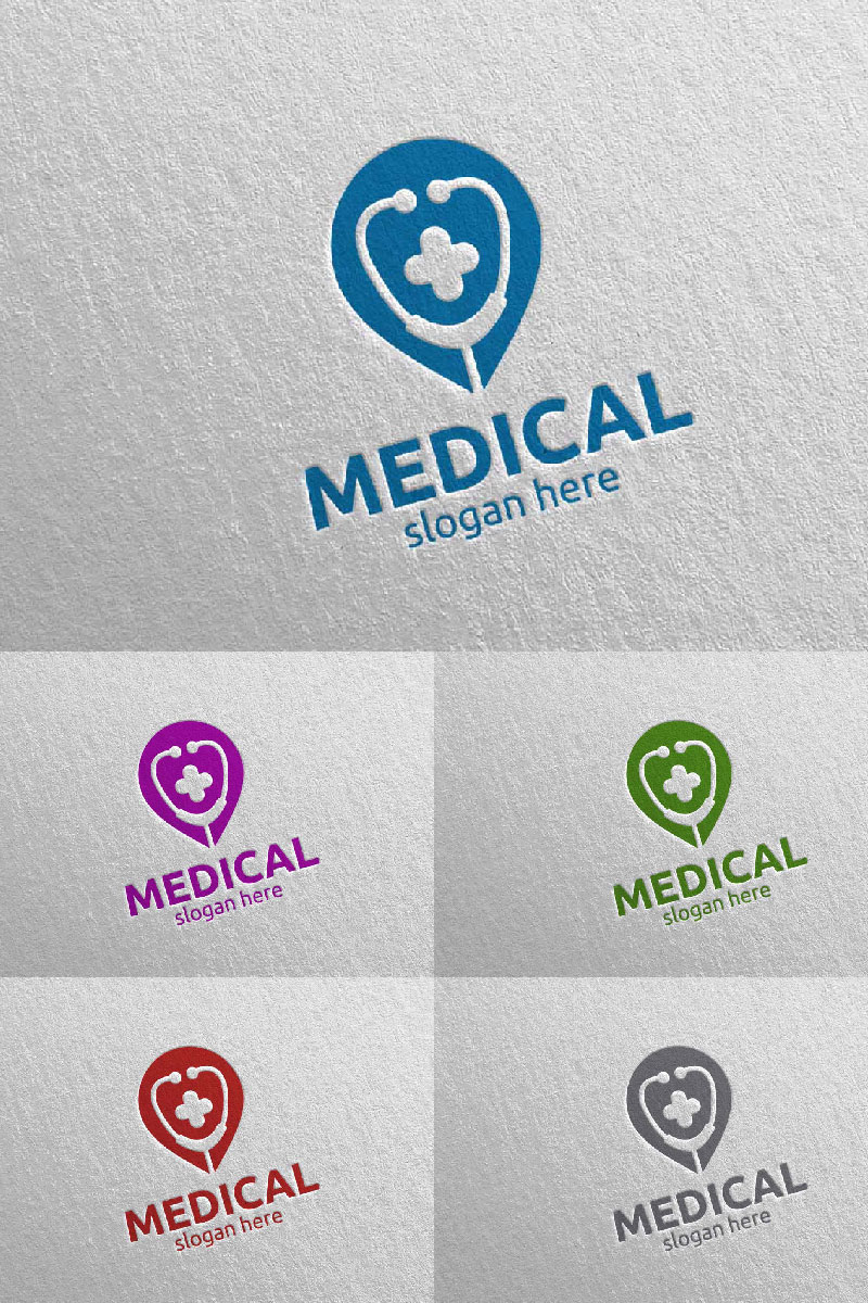 Pin Cloud Cross Medical Hospital 106 Logo Template