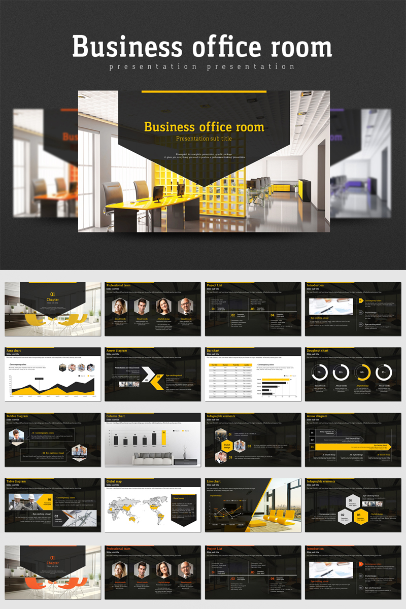 Business Office Room PowerPoint template