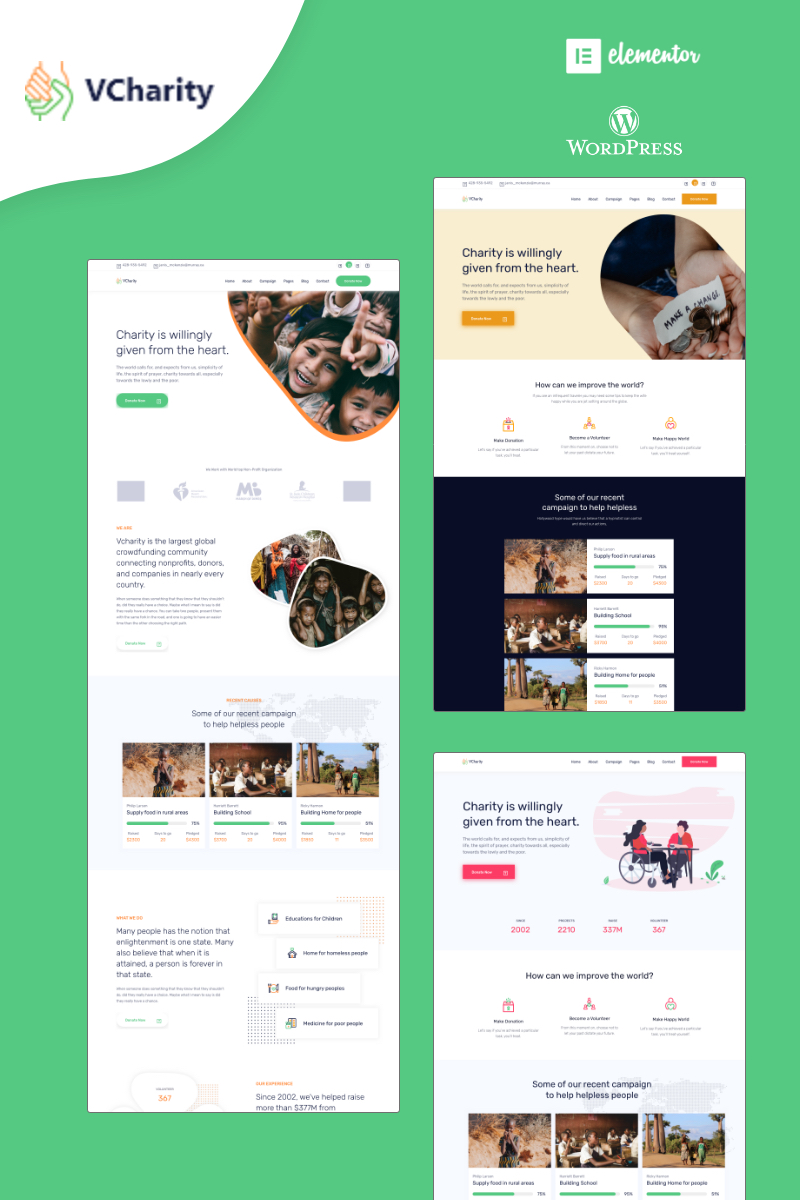 vCharity - Nonprofit Charity WordPress Theme