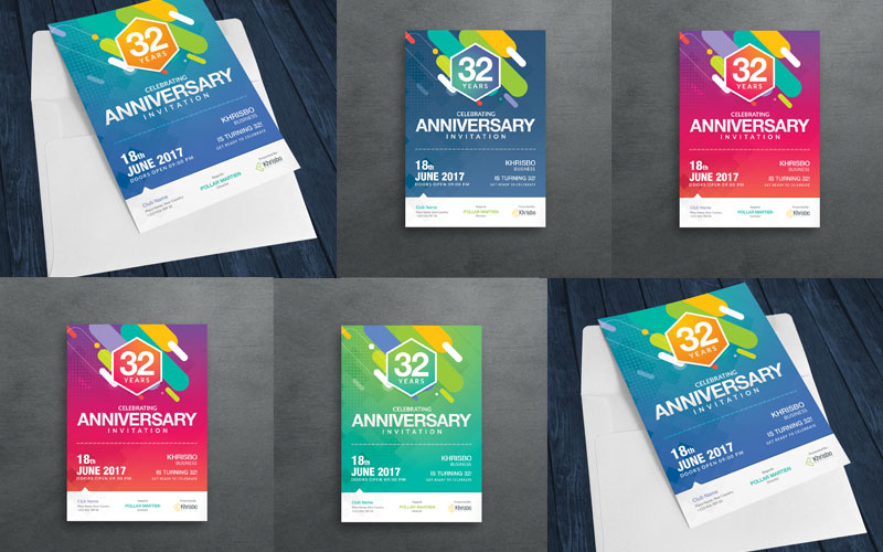 Multi Color Anniversary Invitation - Corporate Identity Template