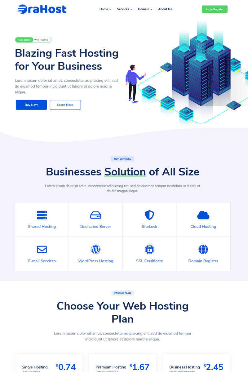 Erahost WHMCS Website Template