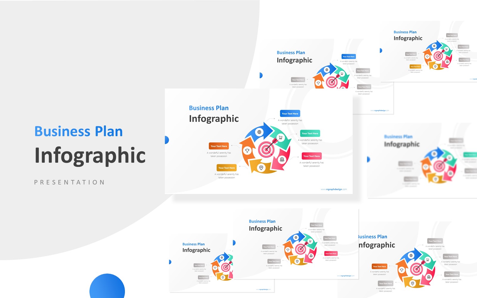 5 Step Circular Arrows Infographic Presentation PowerPoint template