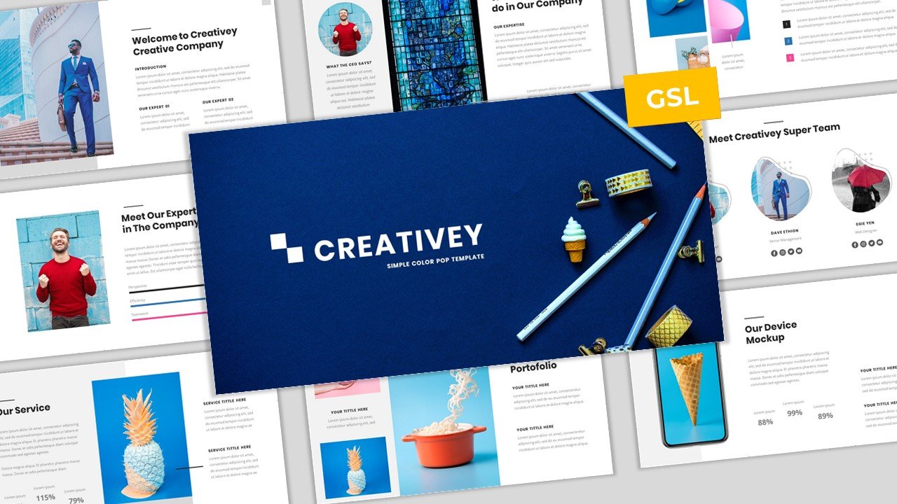 Creativey - Simple Color Pop Business  Template Google Slides