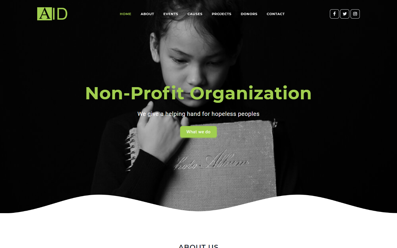 Aid HTML5 Child Charity Landing Page Template