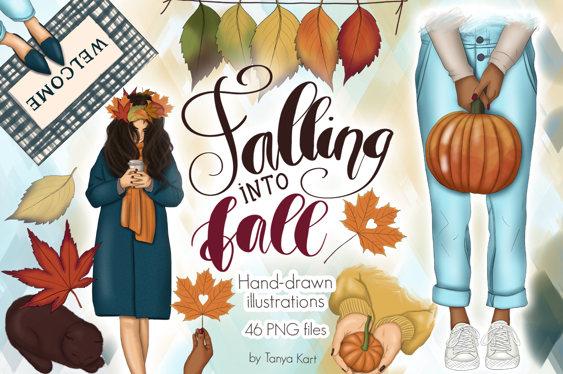 Falling Into Fall Clipart & Patterns - Illustration