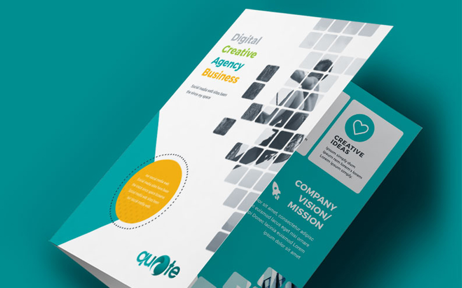 Boxs Style Business Bifold Brochure With Paste Accent