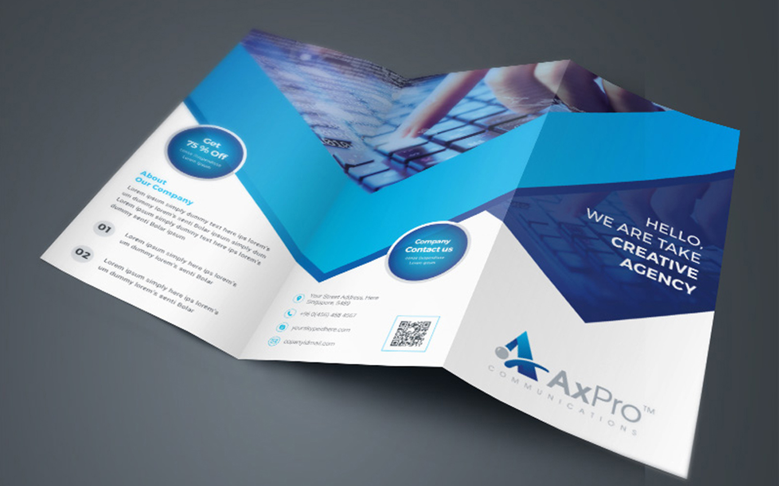 Dark Blue Business TriFold Brochure With Abstract - Corporate Identity Template