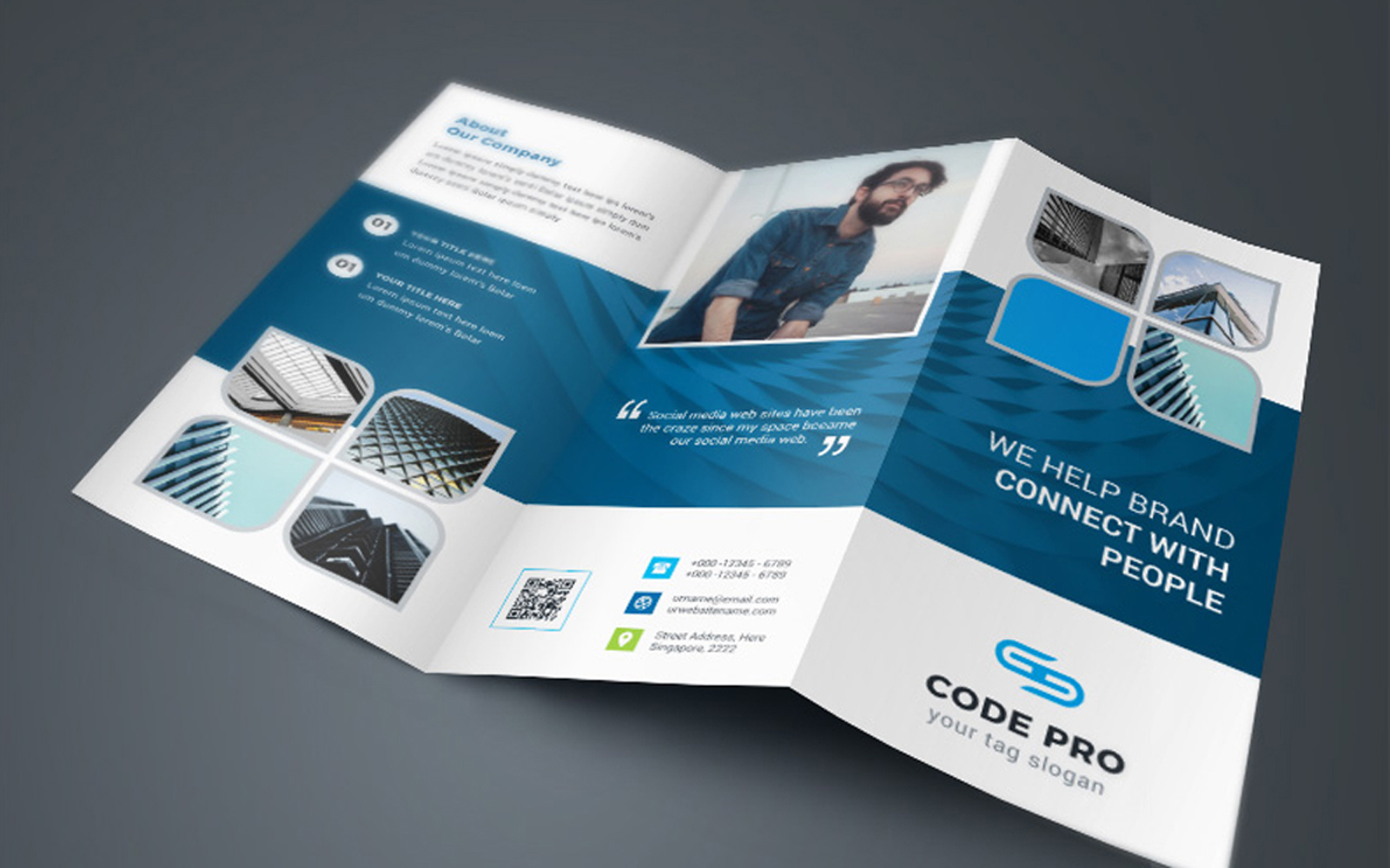 Blue-Violet Business TriFold Brochure - Corporate Identity Template