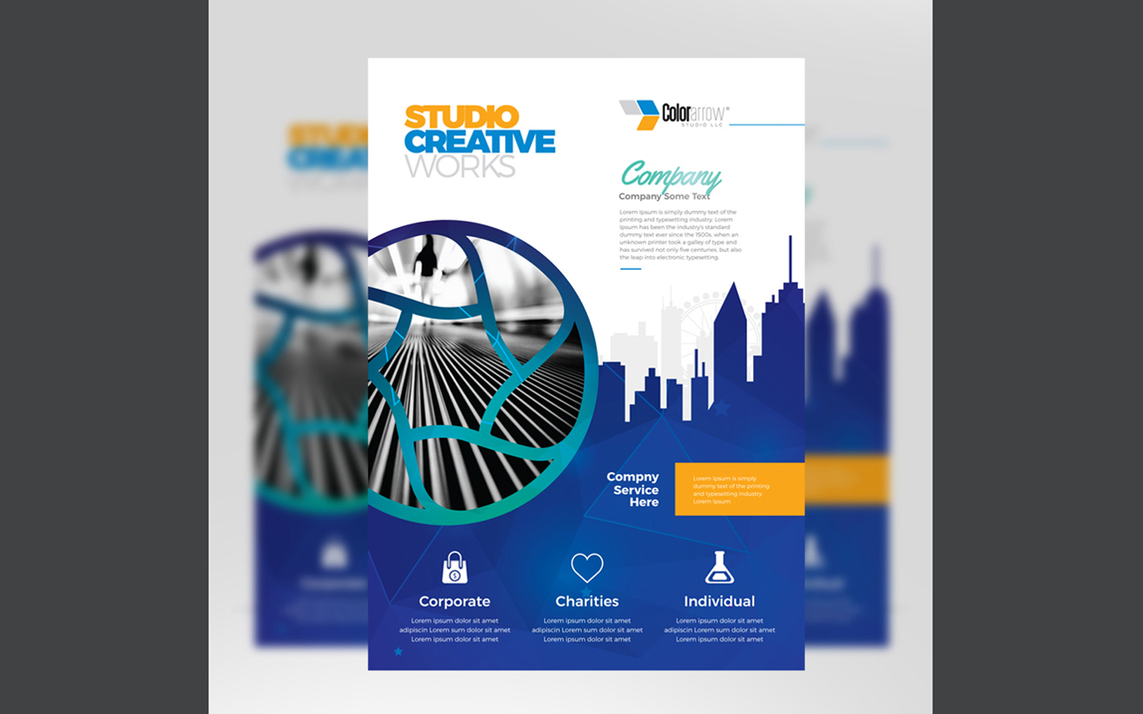 Egyptian Blue Flyer With Building Elements - Corporate Identity Template