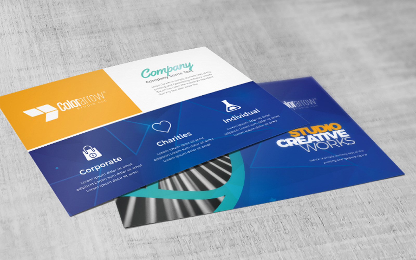 Egyptian Blue Postcard With Building Elements - Corporate Identity Template