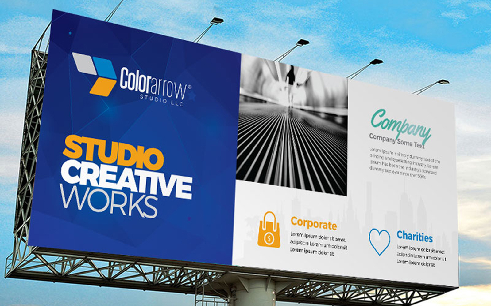 Egyptian Blue Billboard Banner With Building Elements