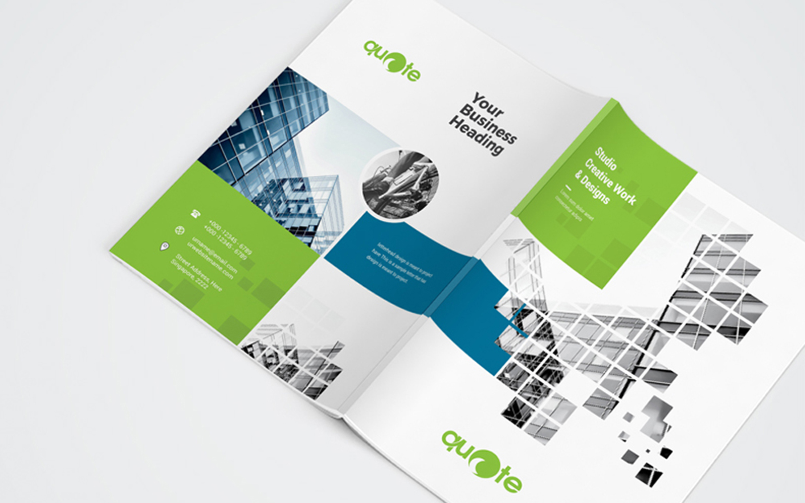 Boxs Style Project Proposal With Green Accent - Corporate Identity Template