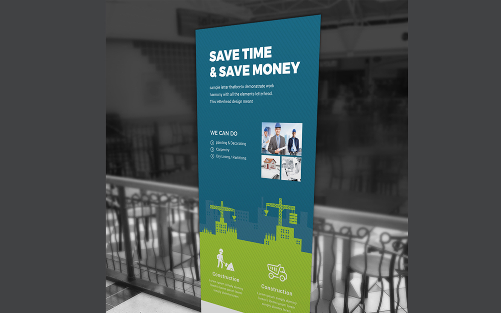 Construction Rollup Banner - Corporate Identity Template