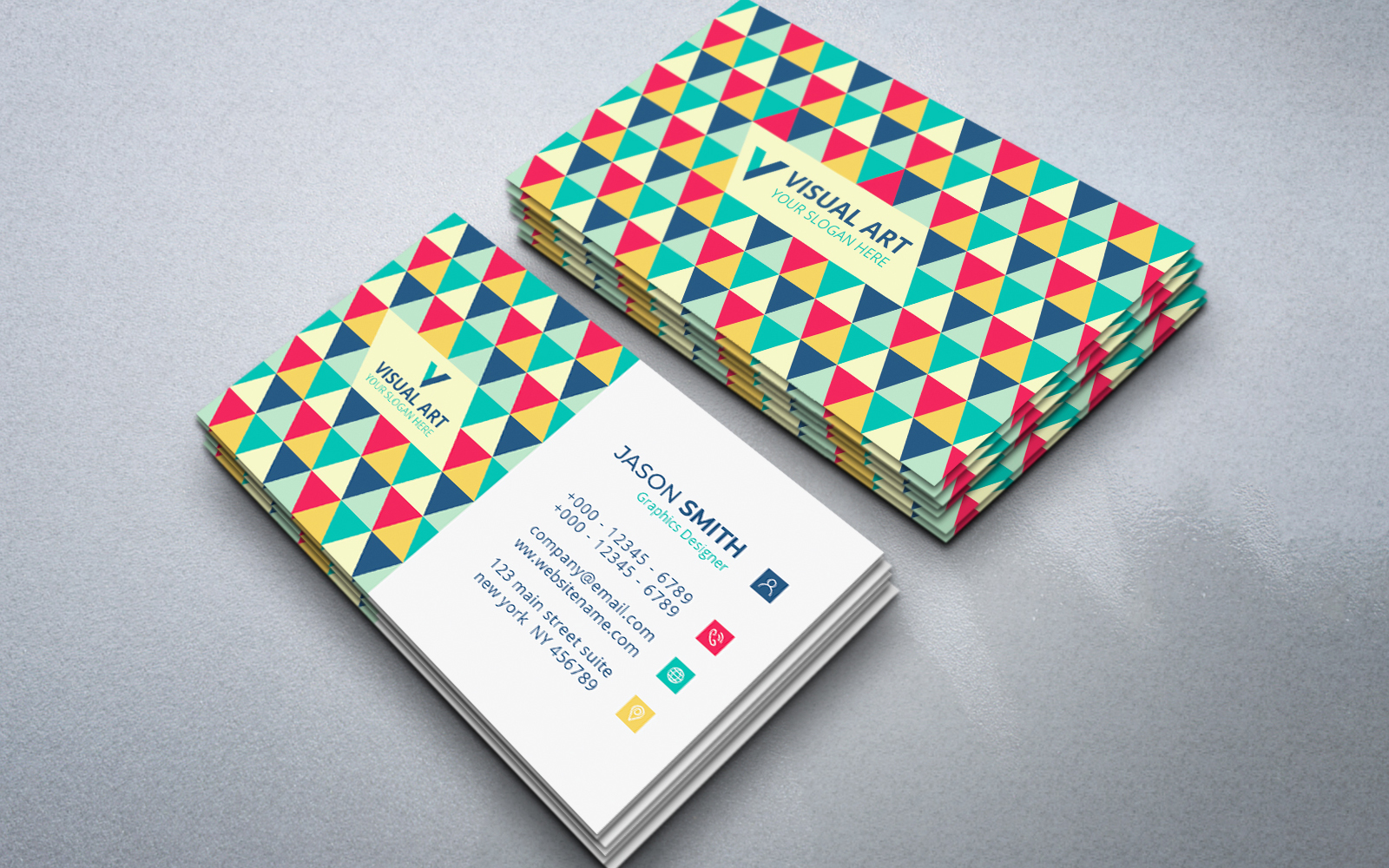 Elegant Triangle Design Colorful Business Card Template