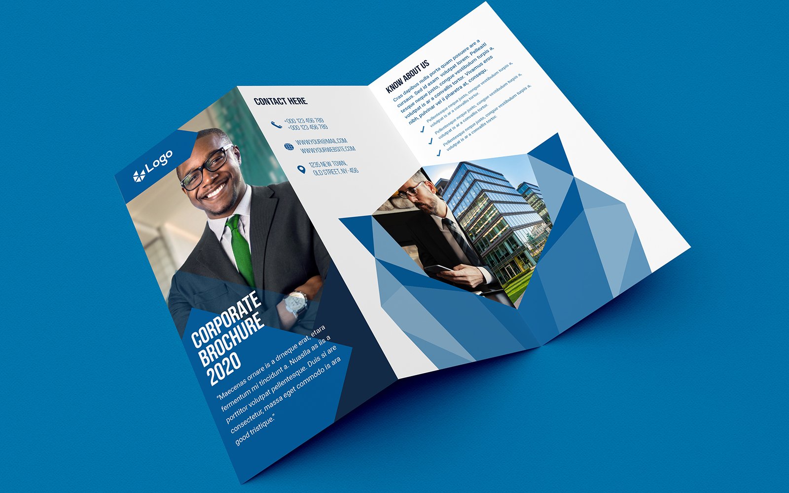 Creative Blue Trifold Brochure Design - Corporate Identity Template