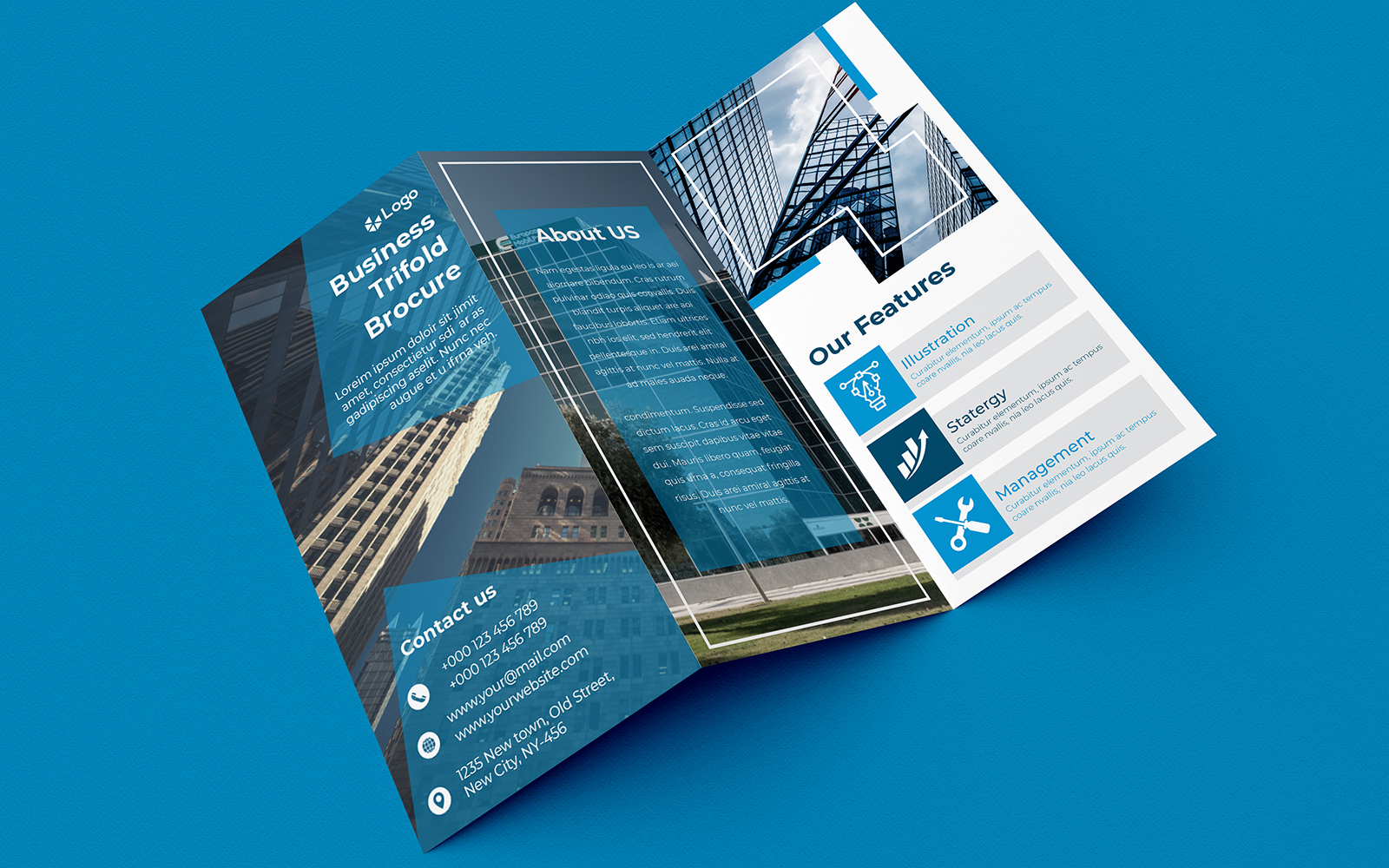 Blue Trifold Brochure Design - Corporate Identity Template