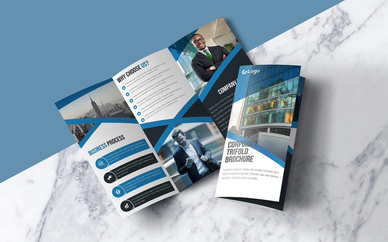 Blue Trifold Brochure Design - Corporate Identity Template