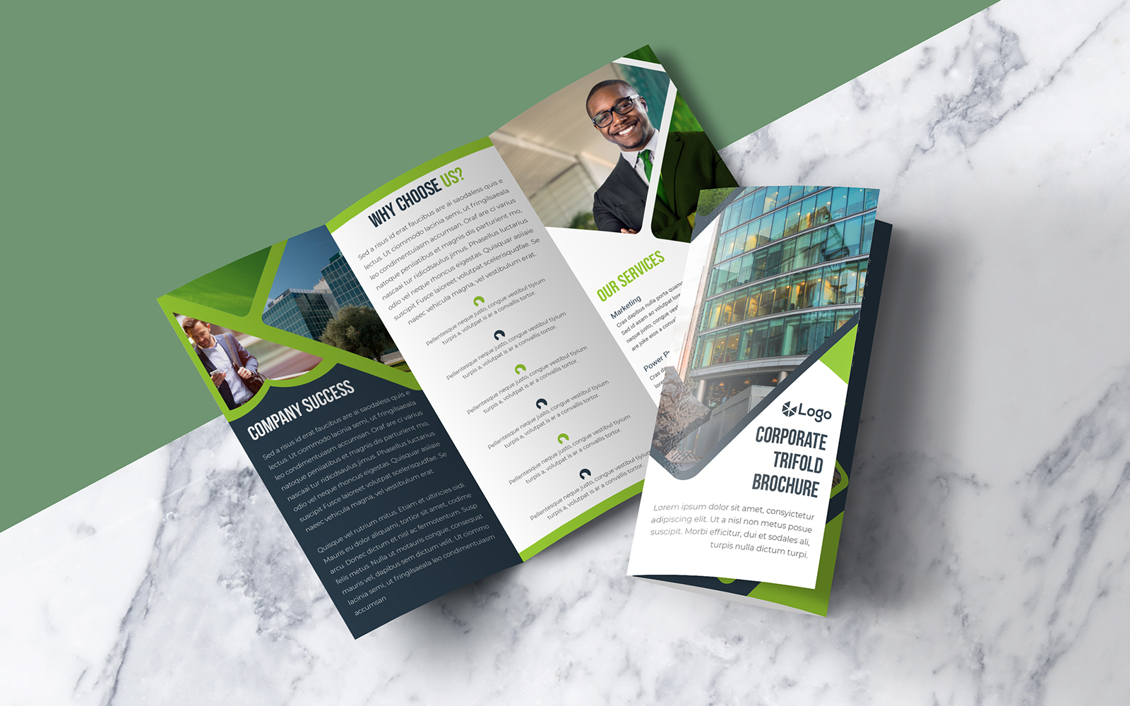 Green Trifold Brochure Design - Corporate Identity Template