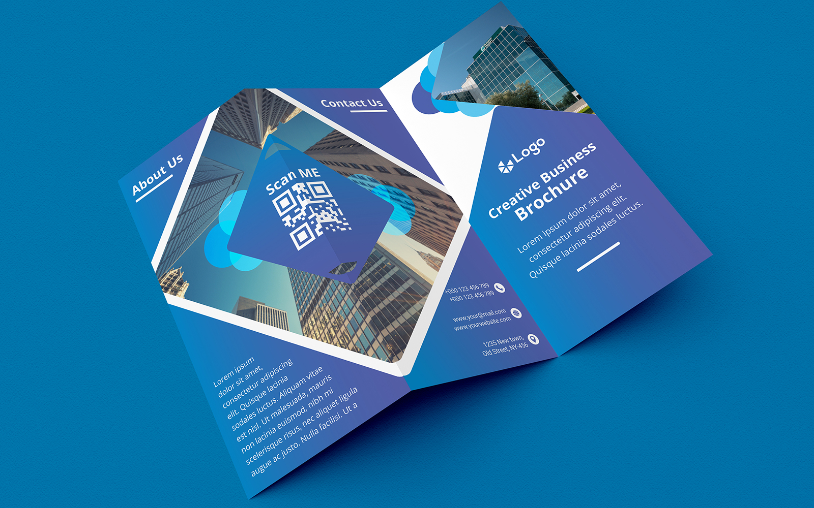 Blue Gradient Trifold Brochure Design - Corporate Identity Template