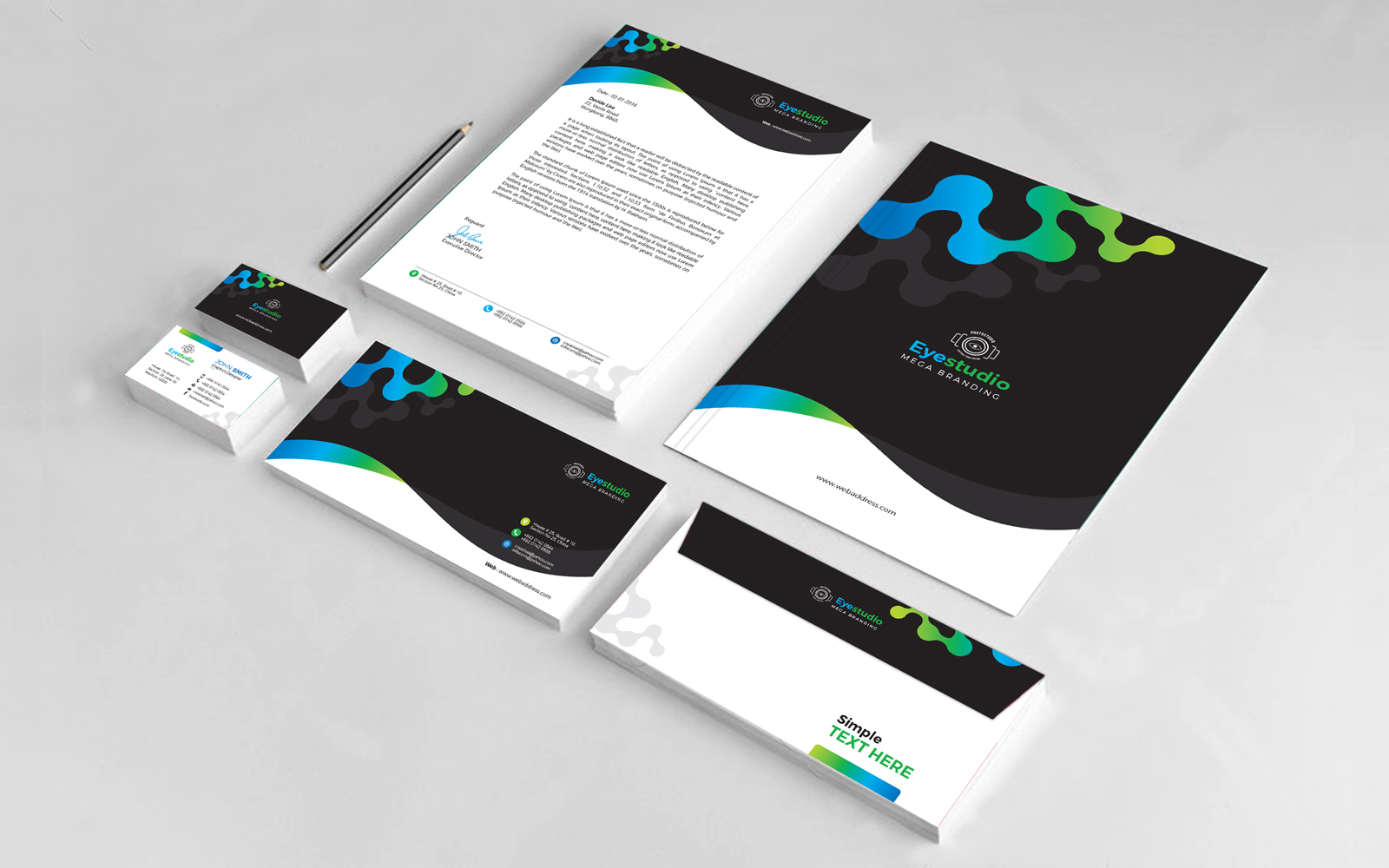 Letterhead, Business Card, Envelop - Corporate Identity Template