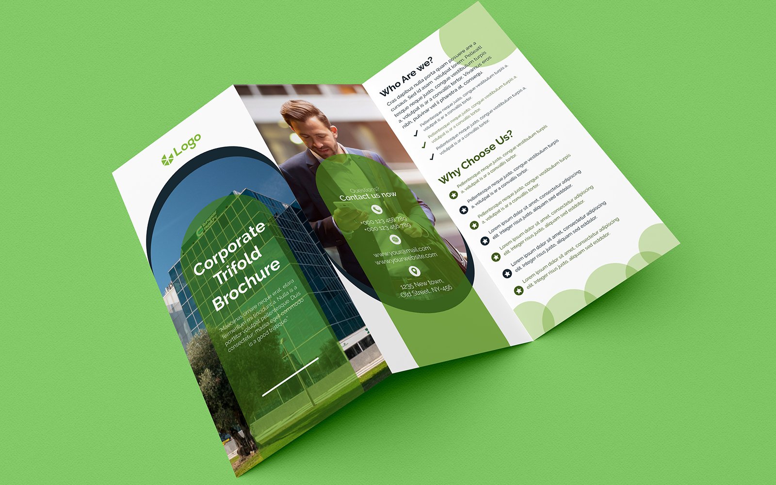 Green Trifold Brochure Design - Corporate Identity Template