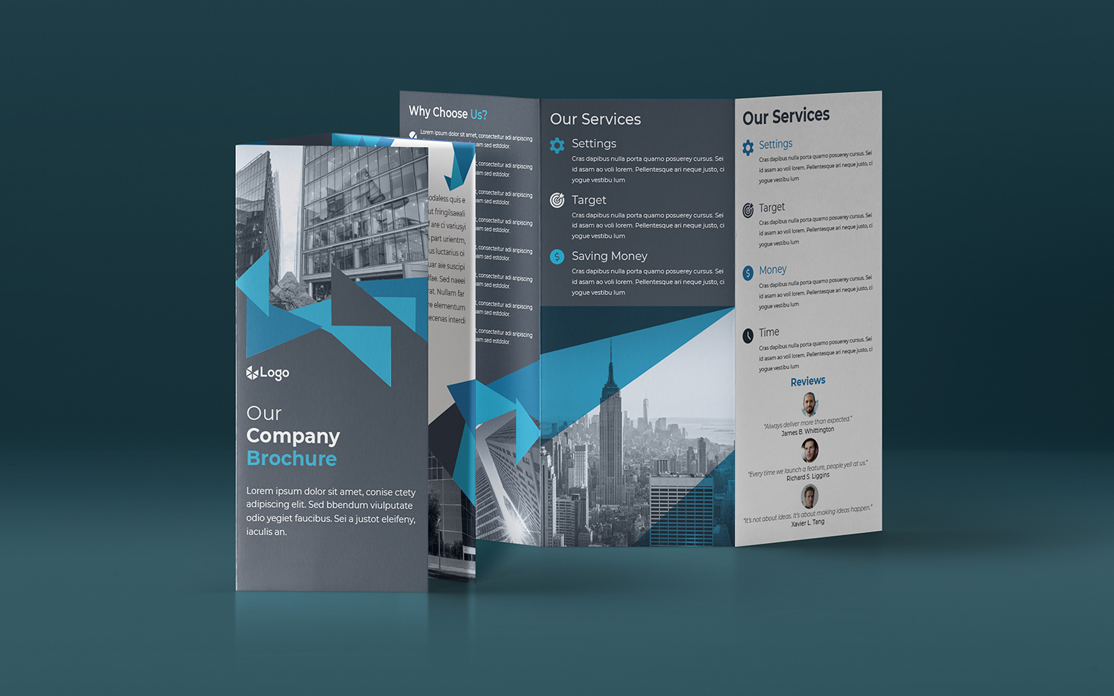 Creative Blue Trifold Brochure Design - Corporate Identity Template