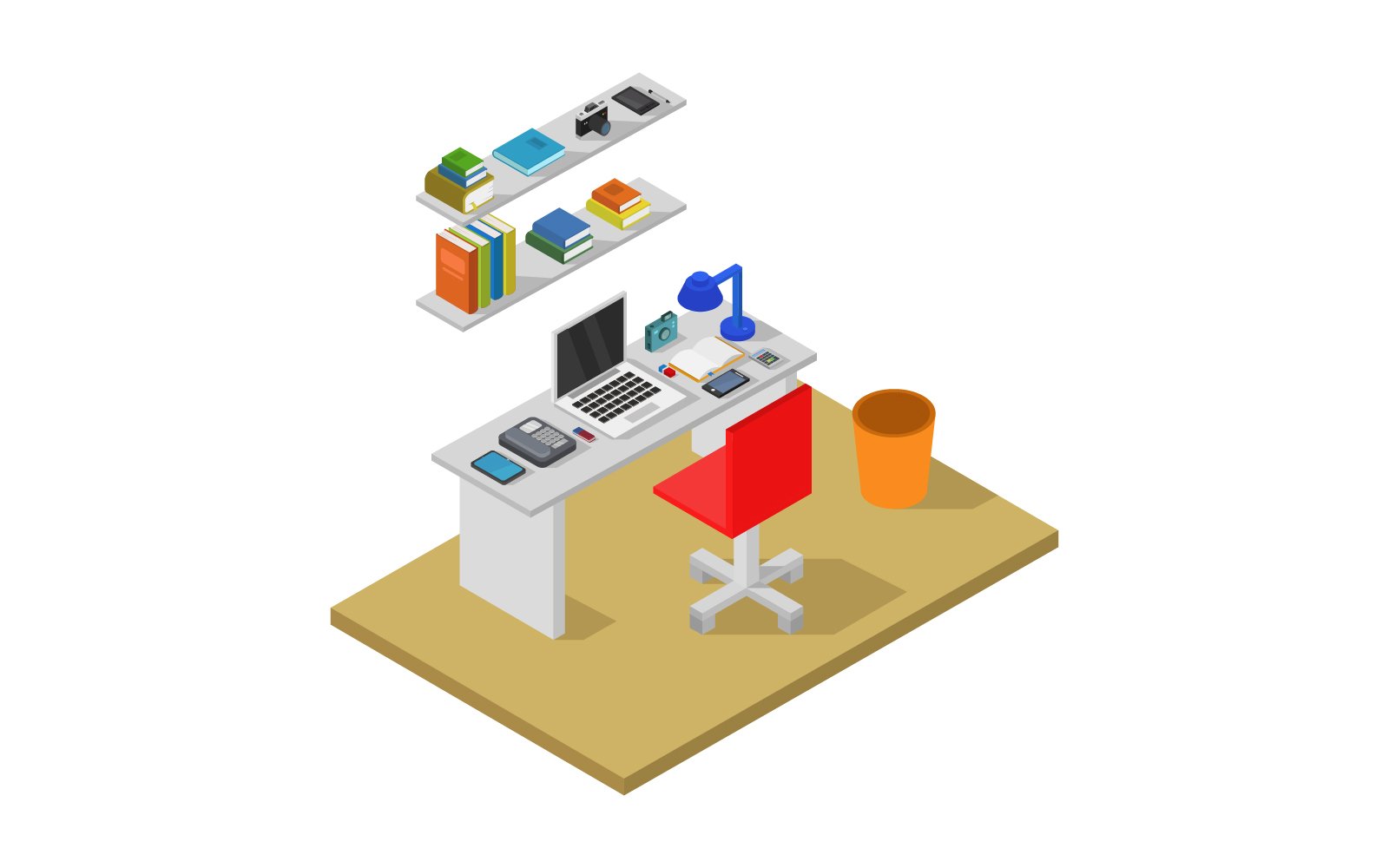 Isometric Desk - Vector Image