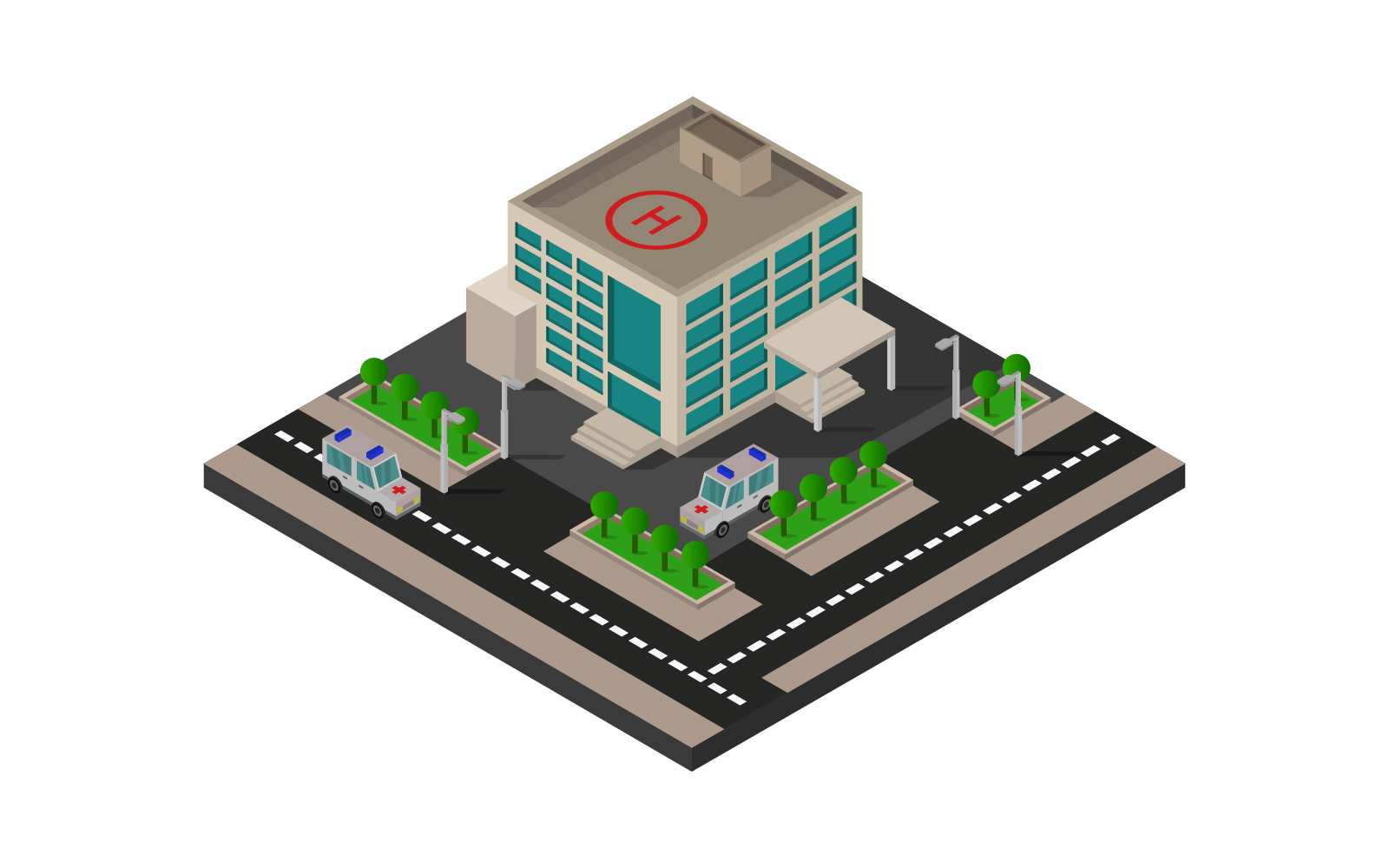 Isometric Hospital - Vector Image