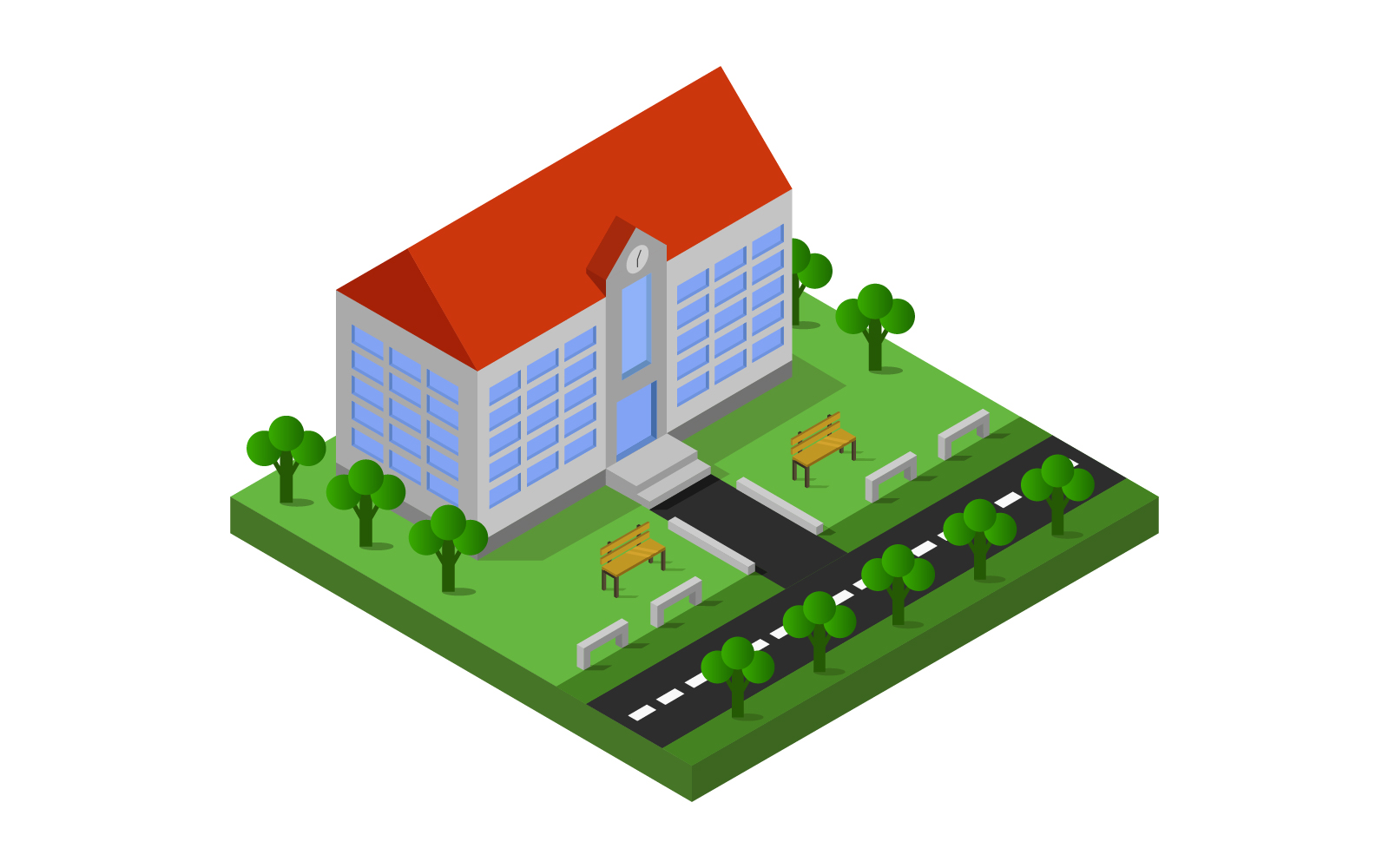 isometric school - Vector Image