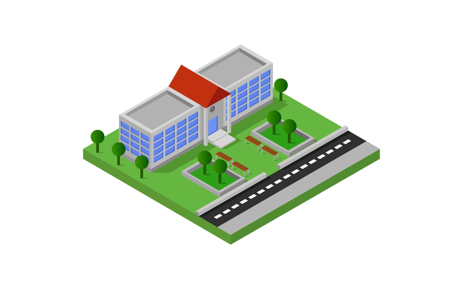 isometric school - Vector Image