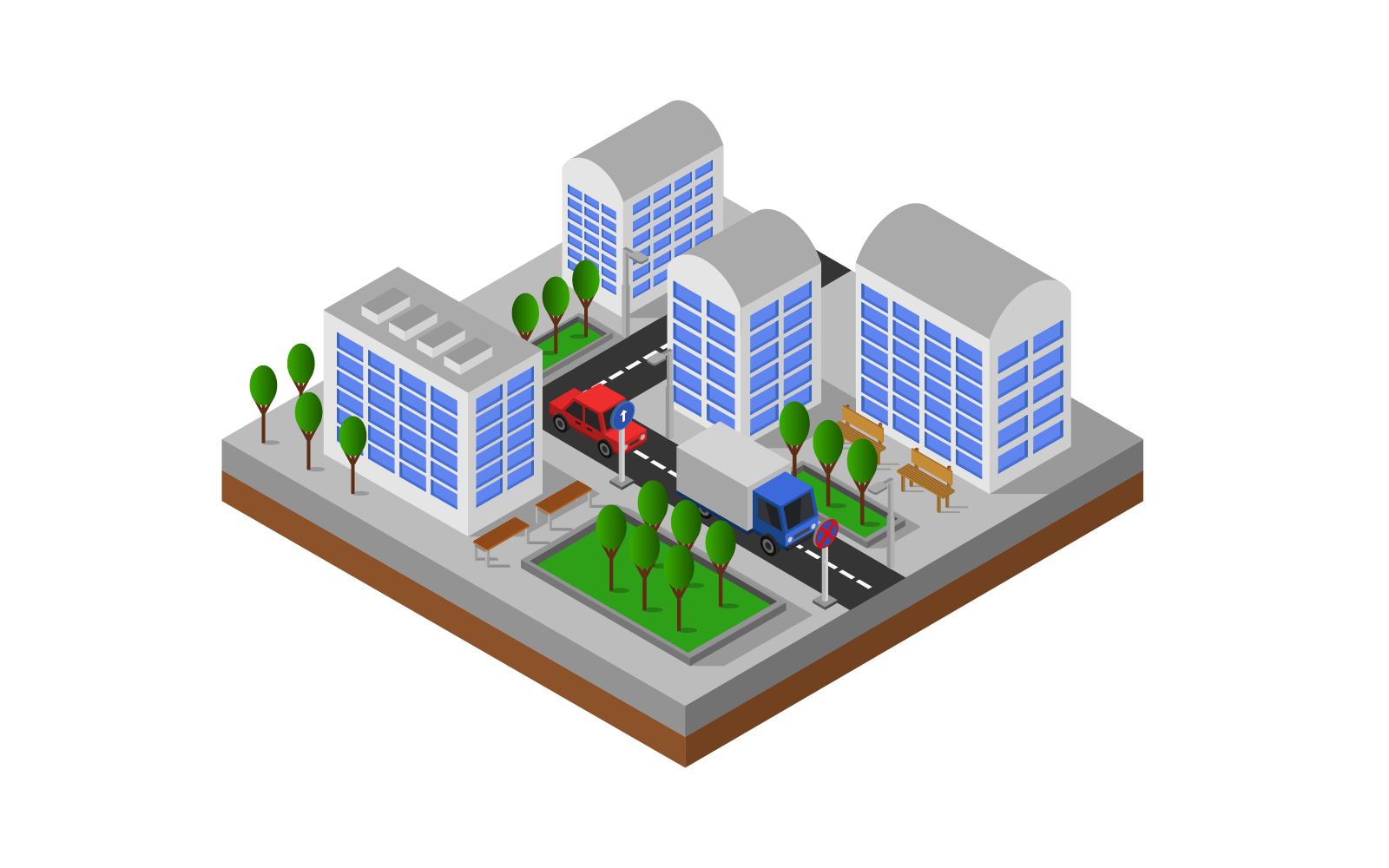 Isometric City illustrated on a white background - Vector Image