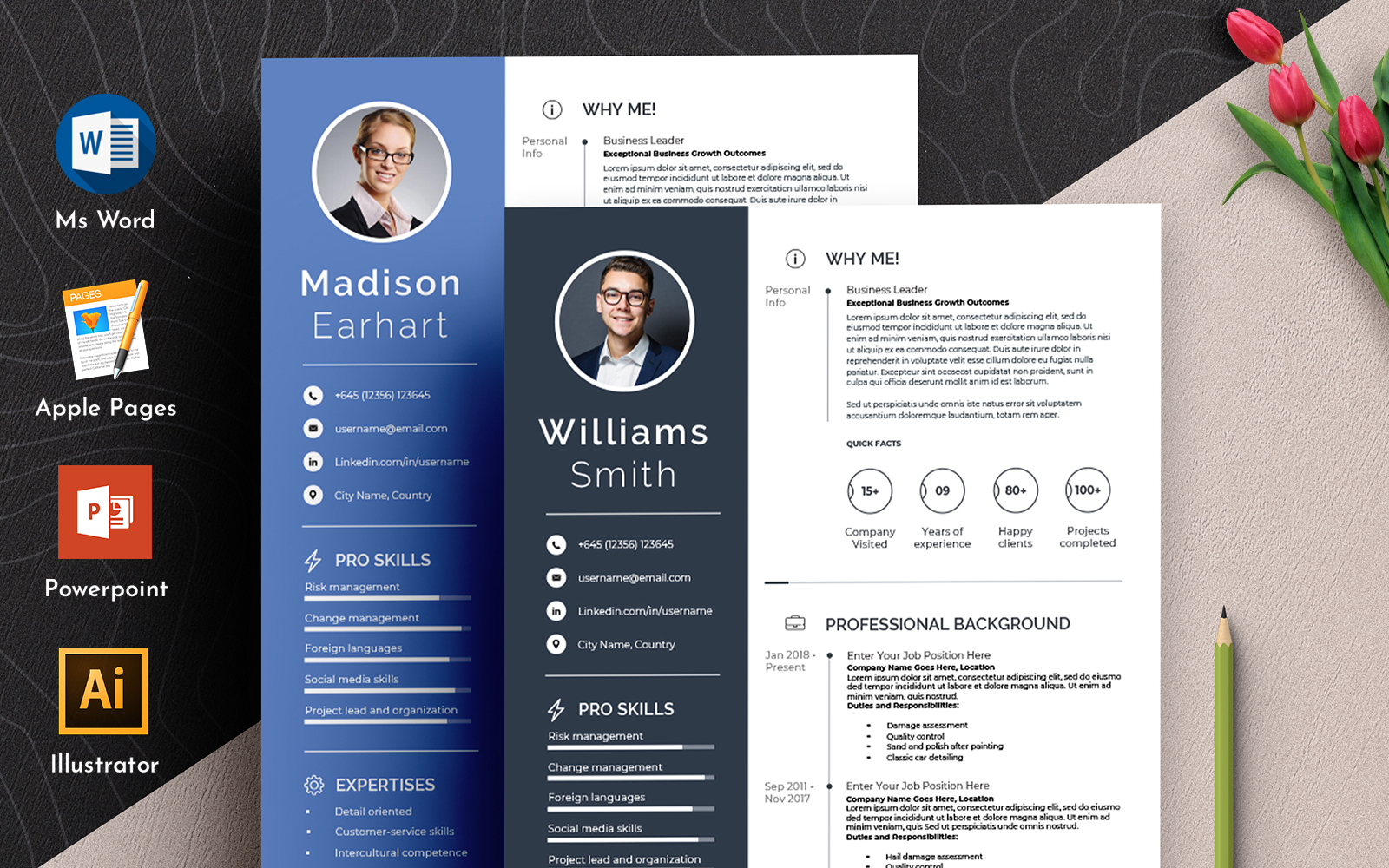 Clean & Professional Editable Cv Resume Template Word Apple Pages