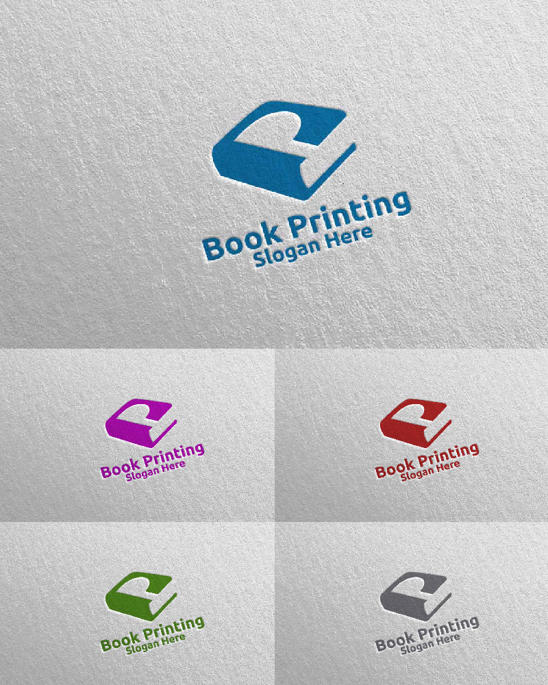 Letter P Book Printing Company Vector Logo Template