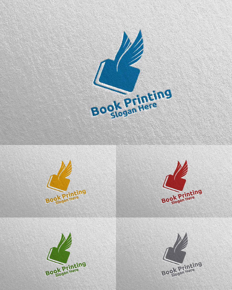 Flying Fast Book Printing Company Vector Logo Template