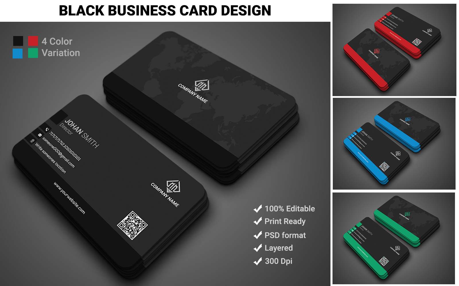 Black Business Card - Corporate Identity Template