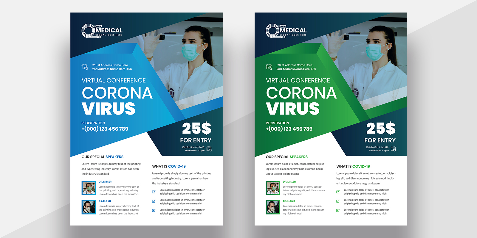 Virtual Conference Corona Virus Flyer - Corporate Identity Template