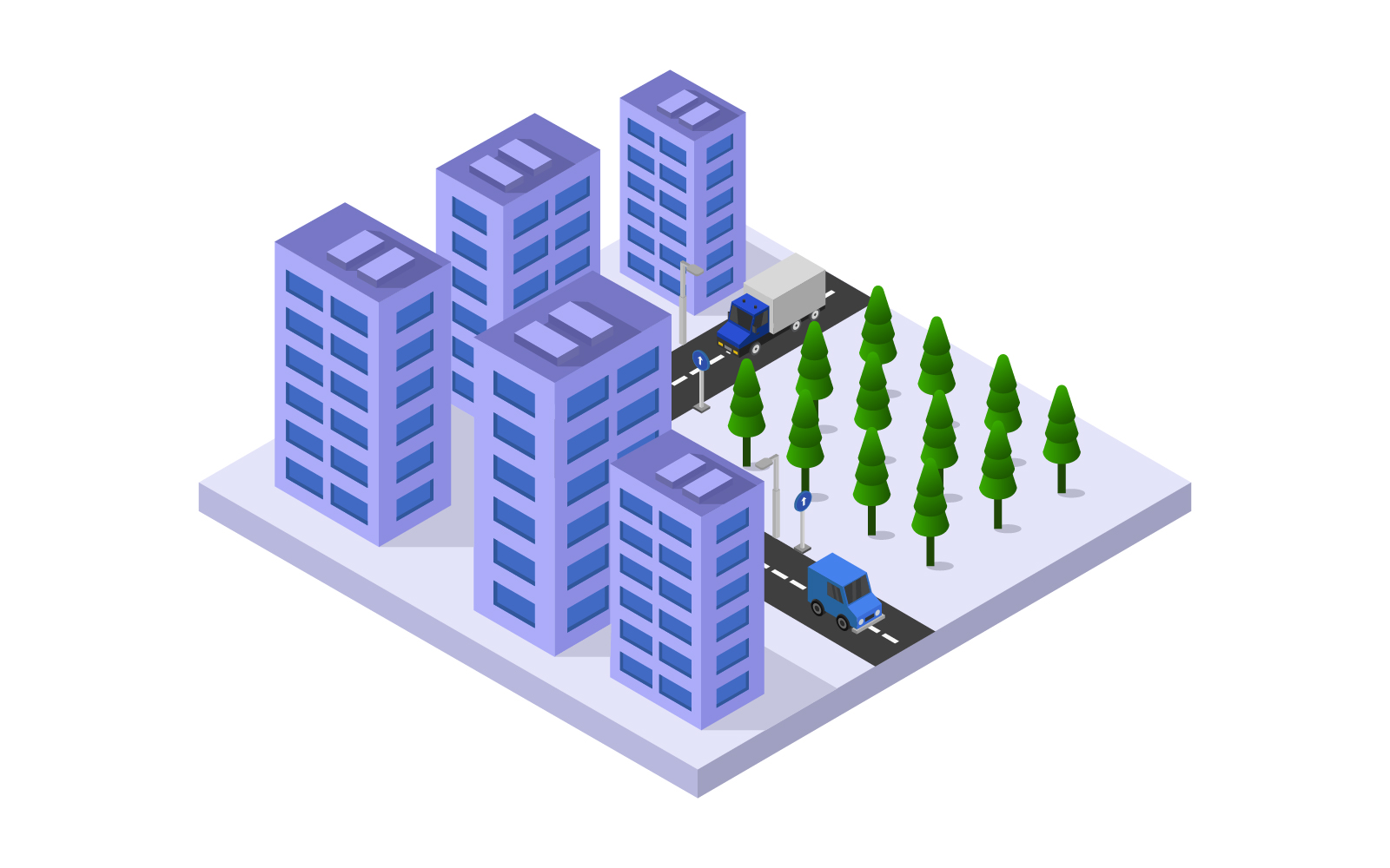 Isometric city on white background - Vector Image